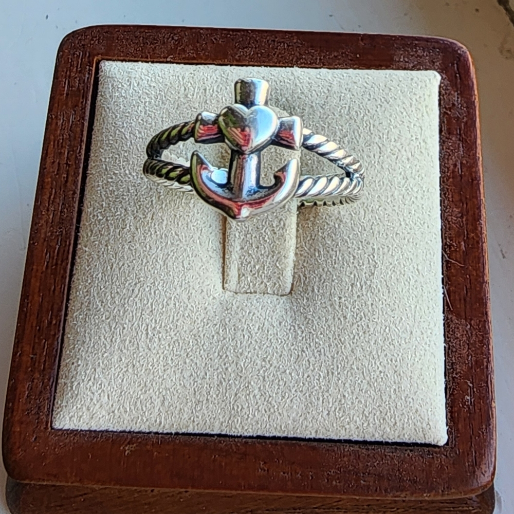 James Avery rope band Anchor Heart Ring